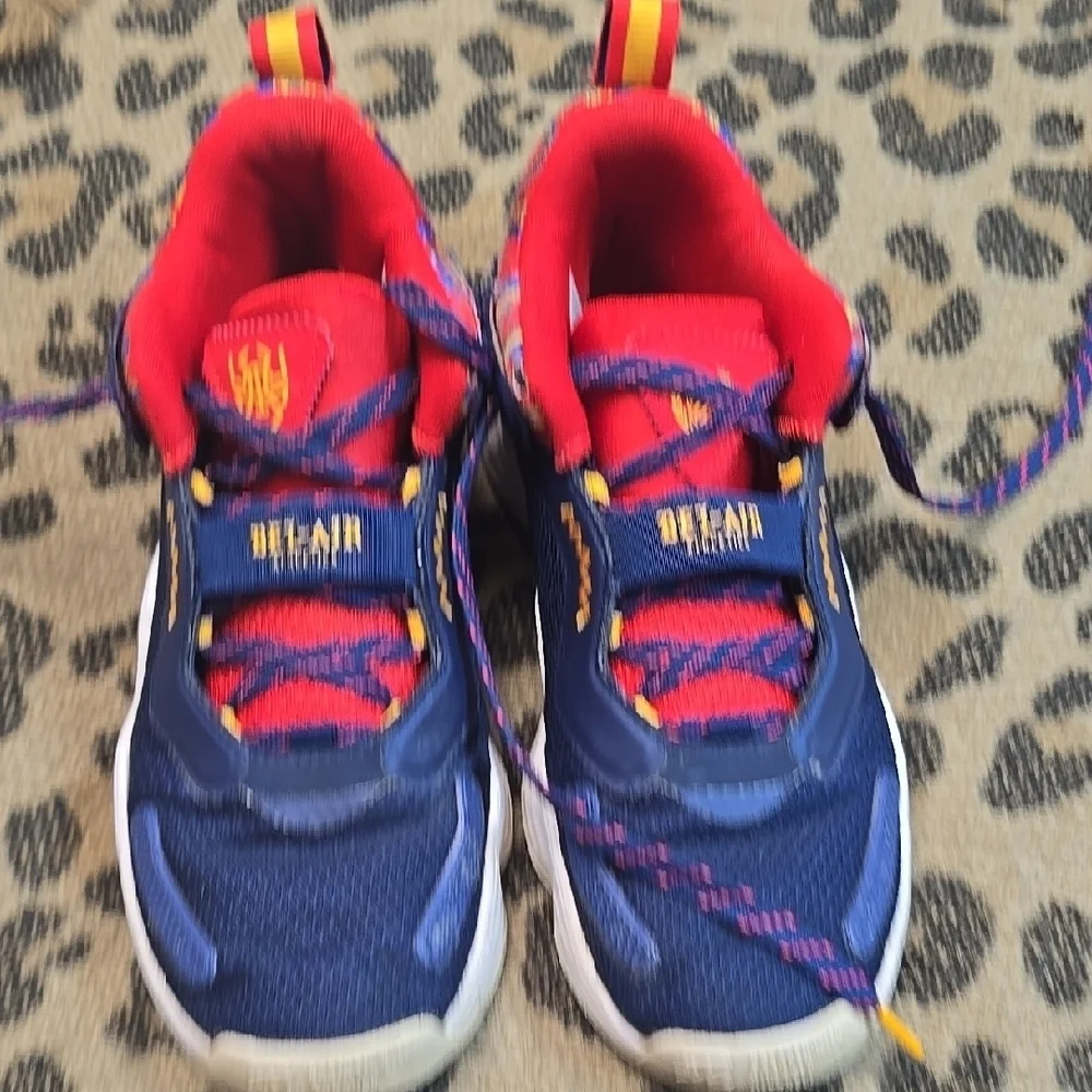 Adidas Red and Blue Sneakers with Mesh Upper and White Sole